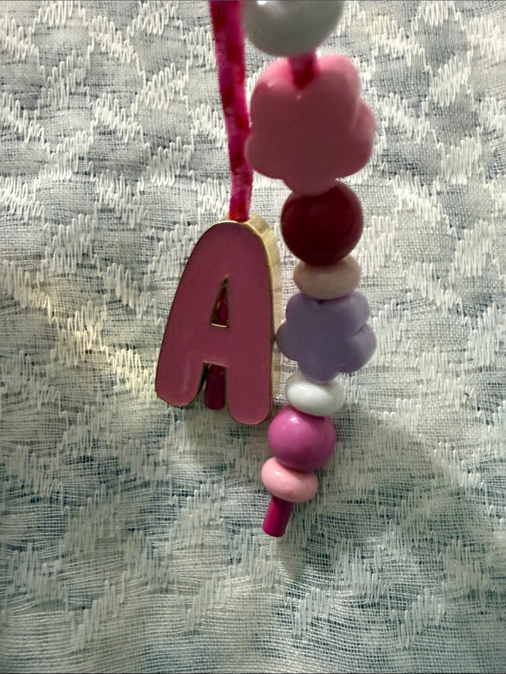 BaubleBar Pink and Red Beaded 'A' Bag Charm - Picture 3 of 3